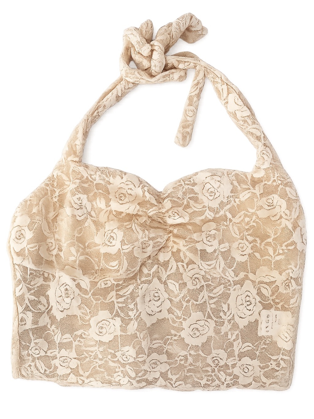 Avidlove Beige Floral Lace Halter Bralette Crop Top Women’s Small NWT